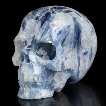 Gemstone 1.9" Kyanite Hand Carved Crystal Skull, Realistic, Crystal Healing