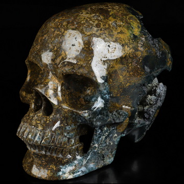Lifesized 6.7" Ocean Jasper Hand Carved Crystal Skull, Super Realistic, Crystal Healing