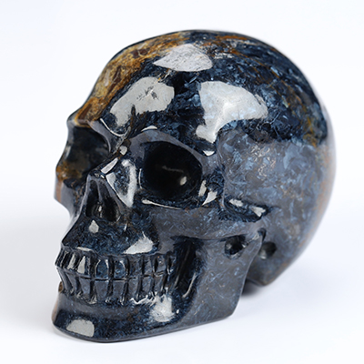2.0" Pietersite Hand Carved Crystal Skull, Realistic, Crystal Healing