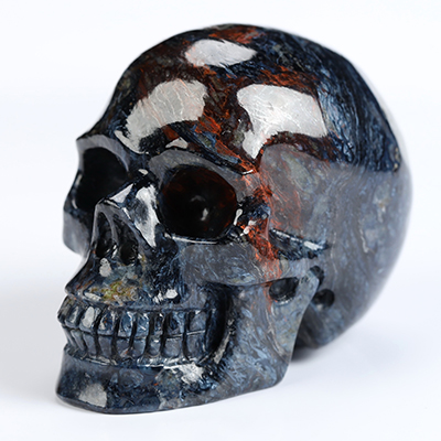 2.0" Pietersite Hand Carved Crystal Skull, Realistic, Crystal Healing