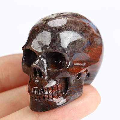 1.5" Pietersite Hand Carved Crystal Skull, Realistic, Crystal Healing