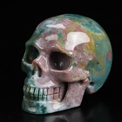 2.0" Bloodstone Hand Carved Crystal Skull, Realistic, Crystal Healing