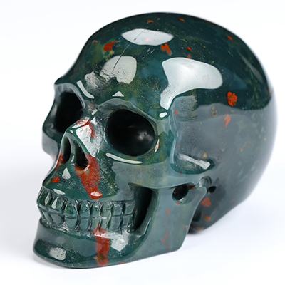 2.0" Bloodstone Hand Carved Crystal Skull, Realistic, Crystal Healing