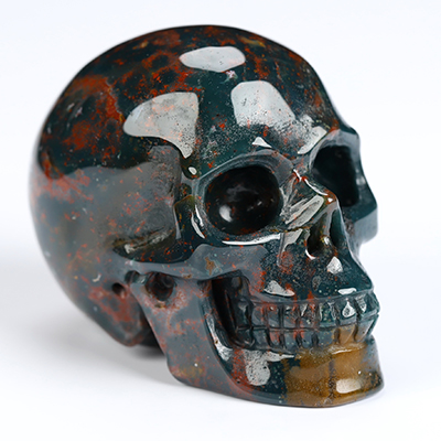 2.0" Bloodstone Hand Carved Crystal Skull, Realistic, Crystal Healing