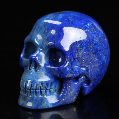 Gemstone 1.9" Lapis Lazuli Hand Carved Crystal Skull, Realistic, Crystal Healing