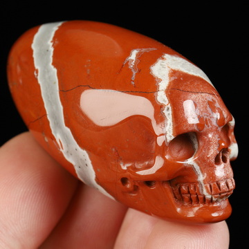 2.2" Red Jasper Crystal Skull Companion, Hand Carved Gemstone Fine Art Sculpture, Reiki Healing Stone Statue