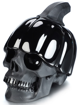 Halloween Decor, 5.4" Black Obsidian Hand Carved Pumpkin Crystal Skull Sculpture, Crystal Healing