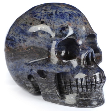 3.9" Sodalite Hand Carved Crystal Skull, Realistic, Crystal Healing