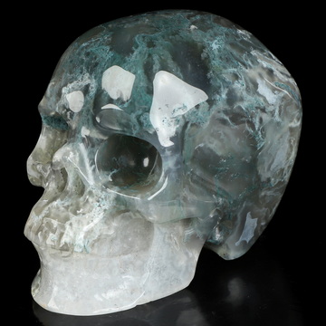 3.5" Green Moss Agate Hand Carved Crystal Skull, Super Realistic, Crystal Healing