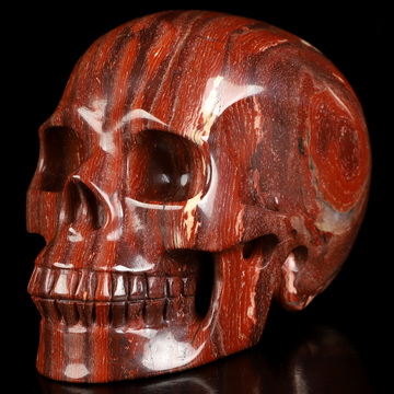 4.5" Red Snake Skin Jasper Hand Carved Crystal Skull, Realistic, Crystal Healing