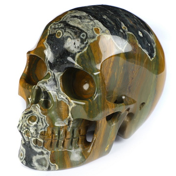 4.5" Ocean Jasper Hand Carved Crystal Skull, Realistic, Crystal Healing