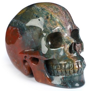 4.5" Bloodstone Hand Carved Crystal Skull, Realistic, Crystal Healing