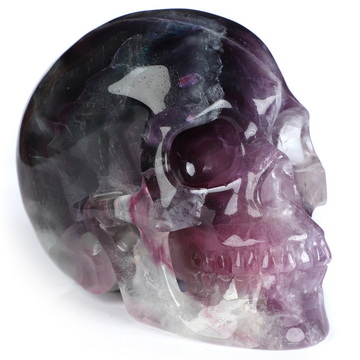 4.5" Fluorite Hand Carved Crystal Skull, Realistic, Crystal Healing