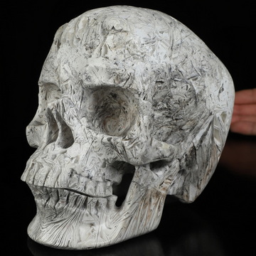 Lifesized 6.9" Lattice Agate Hand Carved Crystal Skull, Super Realistic, Crystal Healing