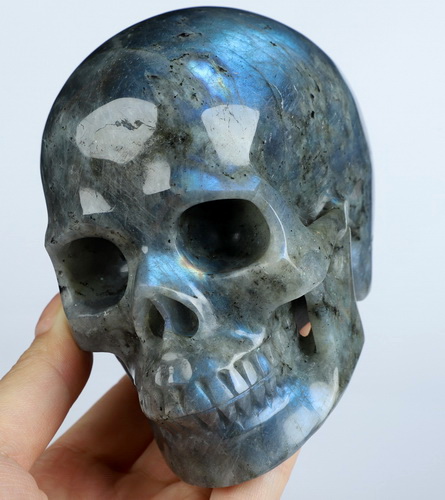 4.5" Labradorite Hand Carved Crystal Skull, Realistic, Crystal Healing