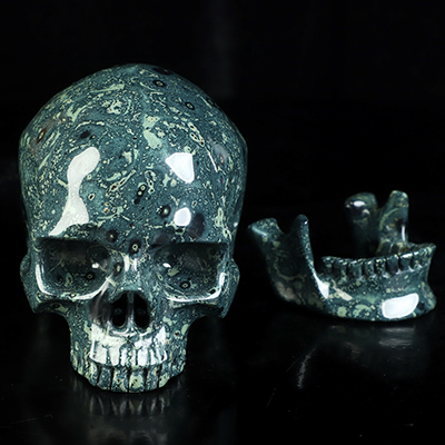 6.0" Kambaba Jasper Hand Carved Crystal Detachable Skull Sculpture, Crystal Healing
