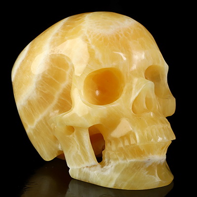 5.0" Beeswax Jade Hand Carved Crystal Skull, Super Realistic, Crystal Healing