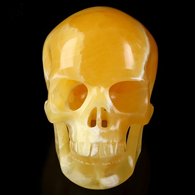 5.0" Beeswax Jade Hand Carved Crystal Skull, Super Realistic, Crystal Healing