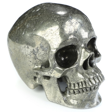 5.0" Pyrite Hand Carved Crystal Skull, Super Realistic, Crystal Healing