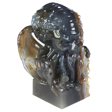 5.1" Premium Brazilian Agate Hand Carved Crystal Cthulhu Sculpture, Crystal Healing