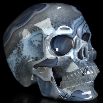 5.0" Premium Brazilian Agate Hand Carved Crystal Skull, Super Realistic, Crystal Healing