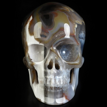 4.6" Premium Brazilian Agate Hand Carved Crystal Skull, Super Realistic, Crystal Healing