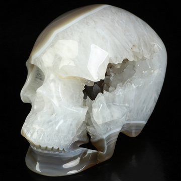5.0" Premium Brazilian Agate Hand Carved Crystal Skull, Super Realistic, Crystal Healing