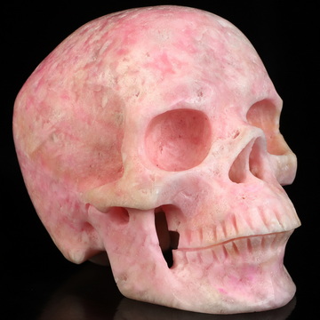 3.7" Pink Aragonite Hand Carved Crystal Skull, Super Realistic, Crystal Healing