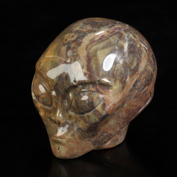 2.0" Dinosaur Egg Agate Star Being Female Alien Crystal Skull Companion, Hand Carved Gemstone Fine Art Sculpture, Reiki Healing Stone Statue