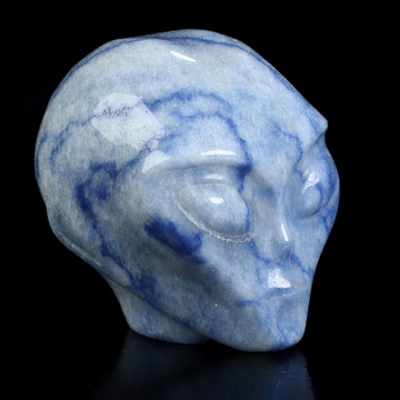 2.0" Blue Aventurine Star Being Female Alien Crystal Skull Companion, Hand Carved Gemstone Fine Art Sculpture, Reiki Healing Stone Statue