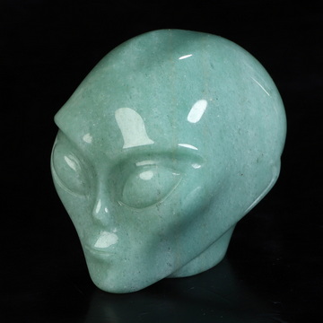 2.0" Green Aventurine Star Being Female Alien Crystal Skull Companion, Hand Carved Gemstone Fine Art Sculpture, Reiki Healing Stone Statue