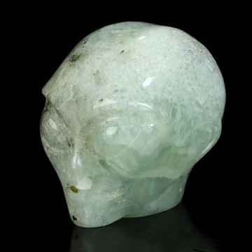 Gemstone 2.0" Prehnite Star Being Female Alien Crystal Skull Companion, Hand Carved Gemstone Fine Art Sculpture, Reiki Healing Stone Statue