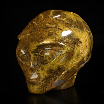 2.0" Ocean Jasper Star Being Female Alien Crystal Skull Companion, Hand Carved Gemstone Fine Art Sculpture, Reiki Healing Stone Statue