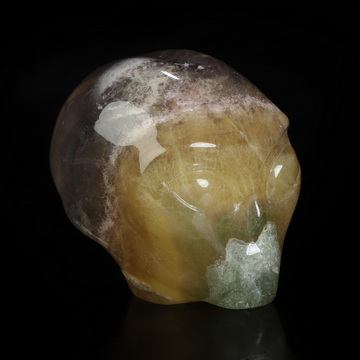 2.0" Fluorite Star Being Female Alien Crystal Skull Companion, Hand Carved Gemstone Fine Art Sculpture, Reiki Healing Stone Statue
