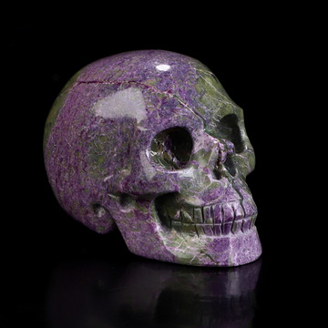 2.0" Stichtite and Serpentine Hand Carved Crystal Skull, Realistic, Crystal Healing