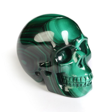 Gemstone 2.0" Malachite Hand Carved Crystal Skull, Realistic, Crystal Healing