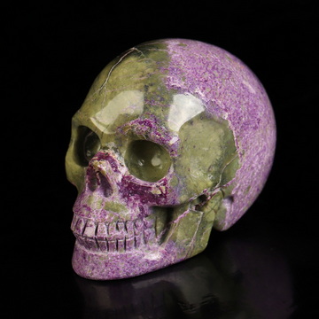 2.0" Stichtite and Serpentine Hand Carved Crystal Skull, Realistic, Crystal Healing