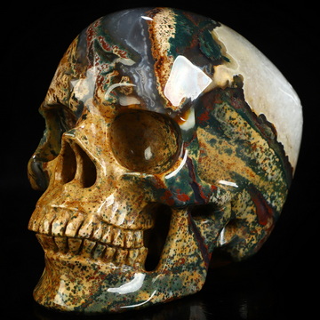 5.0" Bloodstone Hand Carved Crystal Skull, Super Realistic, Crystal Healing