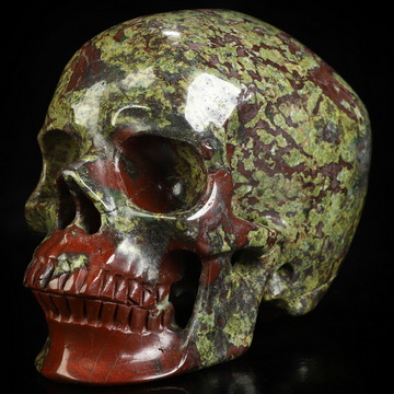 5.0" Dragon Blood Jasper Hand Carved Crystal Skull, Super Realistic, Crystal Healing