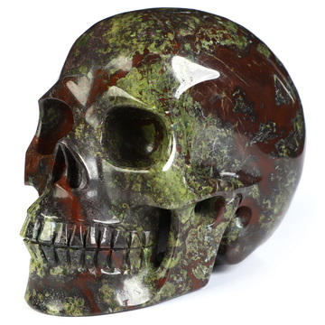 4.9" Dragon Blood Jasper Hand Carved Crystal Skull, Realistic, Crystal Healing