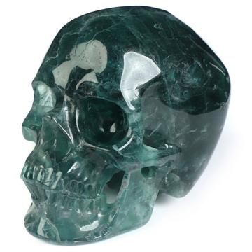 5.0" Fluorite Hand Carved Crystal Skull, Super Realistic, Crystal Healing