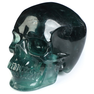 5.0" Fluorite Hand Carved Crystal Skull, Super Realistic, Crystal Healing
