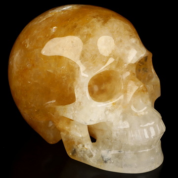 4.9" Golden Healer Quartz Hand Carved Crystal Skull, Realistic, Crystal Healing