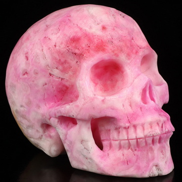 5.0" Pink Aragonite Hand Carved Crystal Skull, Realistic, Crystal Healing