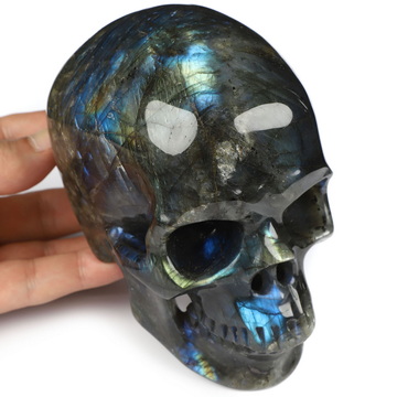 5.0" Labradorite Hand Carved Crystal Skull, Super Realistic, Crystal Healing