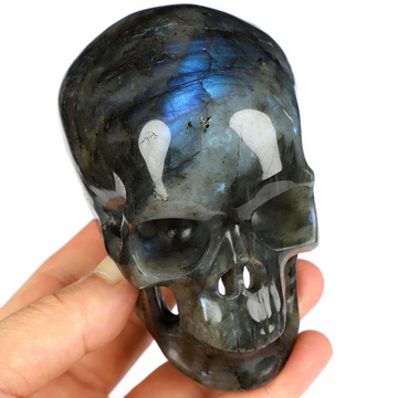 4.1" Labradorite Hand Carved Crystal Skull, Super Realistic, Crystal Healing
