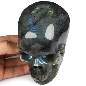 5.0" Labradorite Hand Carved Crystal Skull, Super Realistic, Crystal Healing