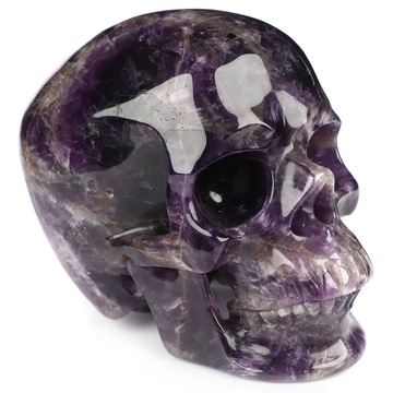Gemstone 4.5" Amethyst Hand Carved Crystal Skull, Super Realistic, Crystal Healing