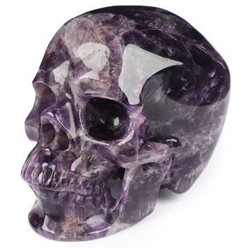 Gemstone 4.5" Amethyst Hand Carved Crystal Skull, Super Realistic, Crystal Healing