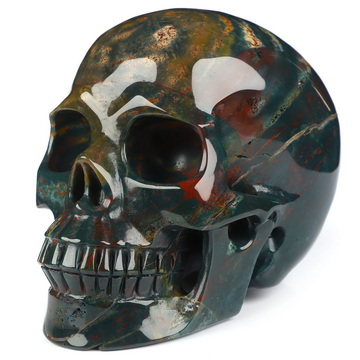 4.9" Bloodstone Hand Carved Crystal Skull, Realistic, Crystal Healing
